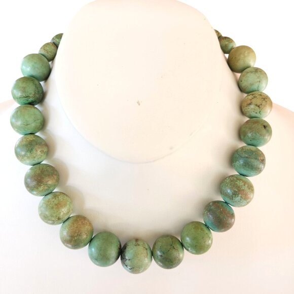 Turquoise Bead Necklace Statement Southwestern Natural Stone Jewelry 113.4 grams - Picture 2 of 8